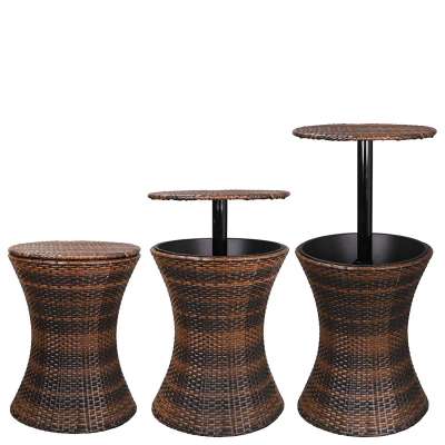 rattan/wicker drink cooler bar table rattan ice bucket for party outdoor deck yard pool patio wine beer drink beverage champagne